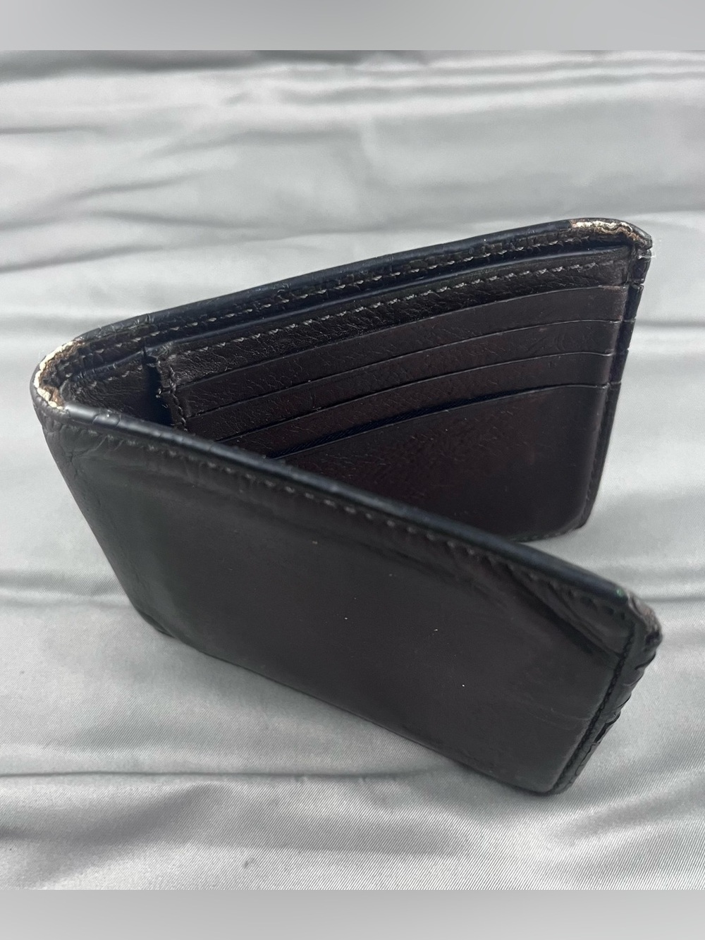 COACH Billfold Wallet Genuine Leather 8 Credit Card Bill Slot Supple Brown Logo